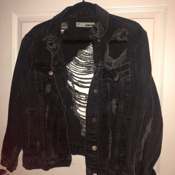 topshop distressed denim jacket